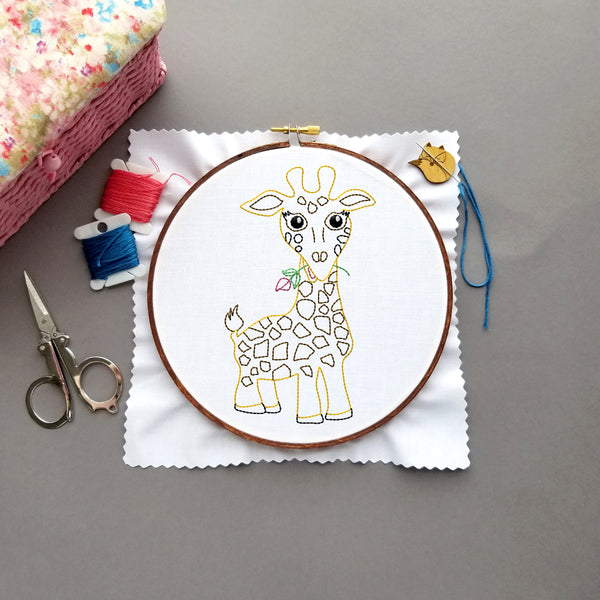 Giraffe Embroidery Kit for Beginners - Hand Embroidery at Weekend Kits