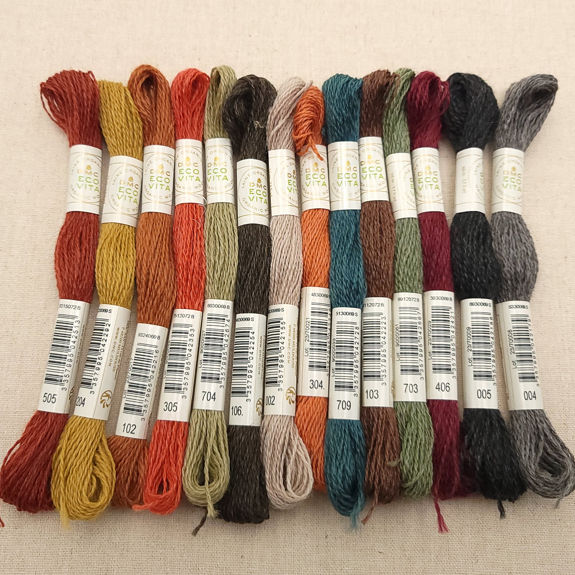 Fall Color Set - DMC Eco Vita 100% Organic Wool Embroidery Floss