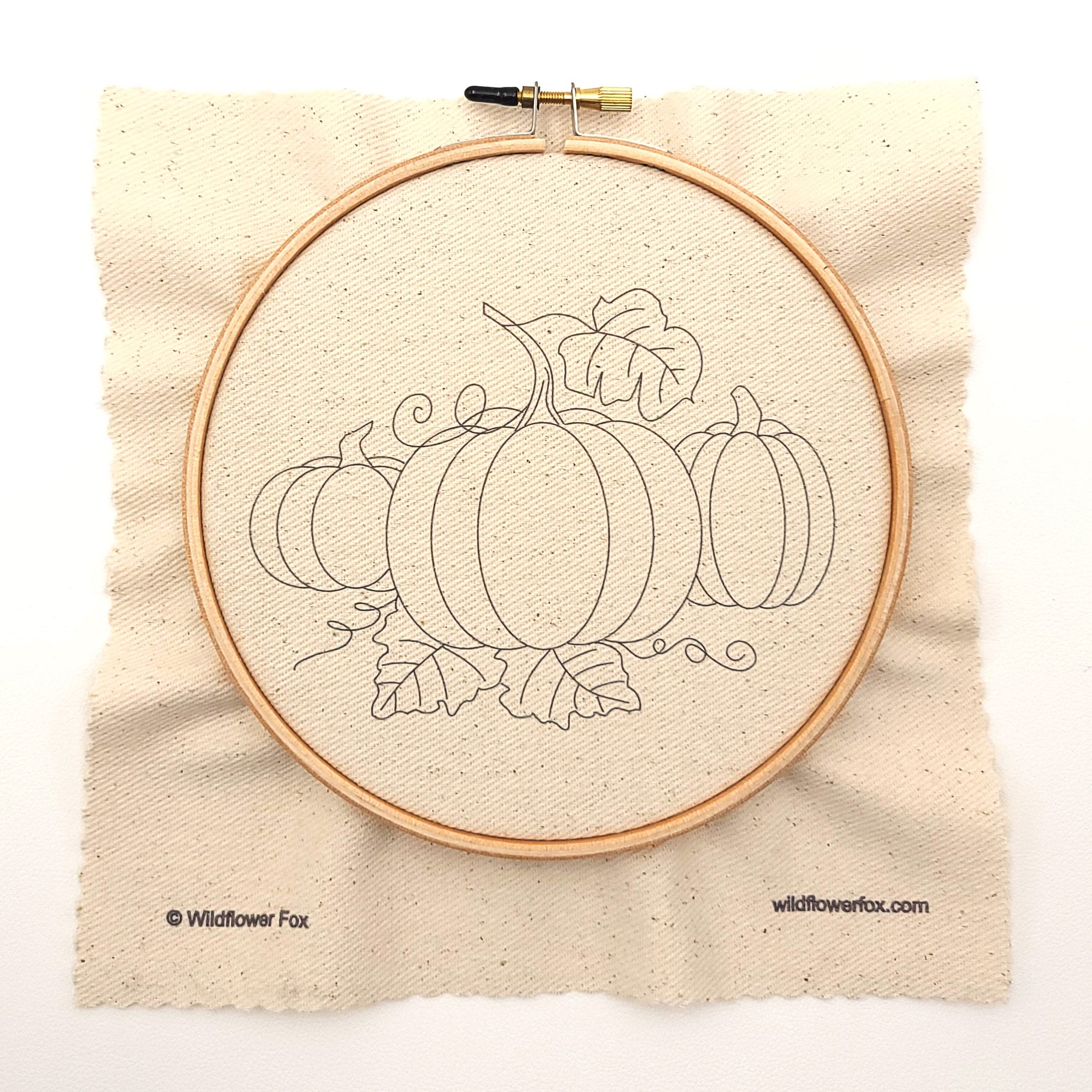 Pumpkin Trio Hand Embroidery Kit with Printed Fabric