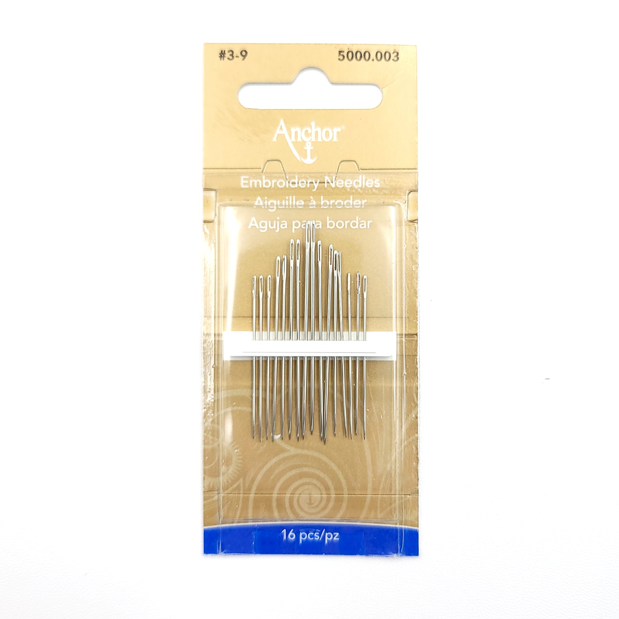 Anchor Embroidery Needles Sizes 3-9