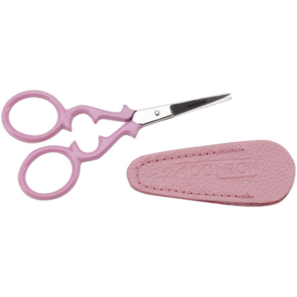 Pink Victorian Embroidery Scissors with Leather Sheath