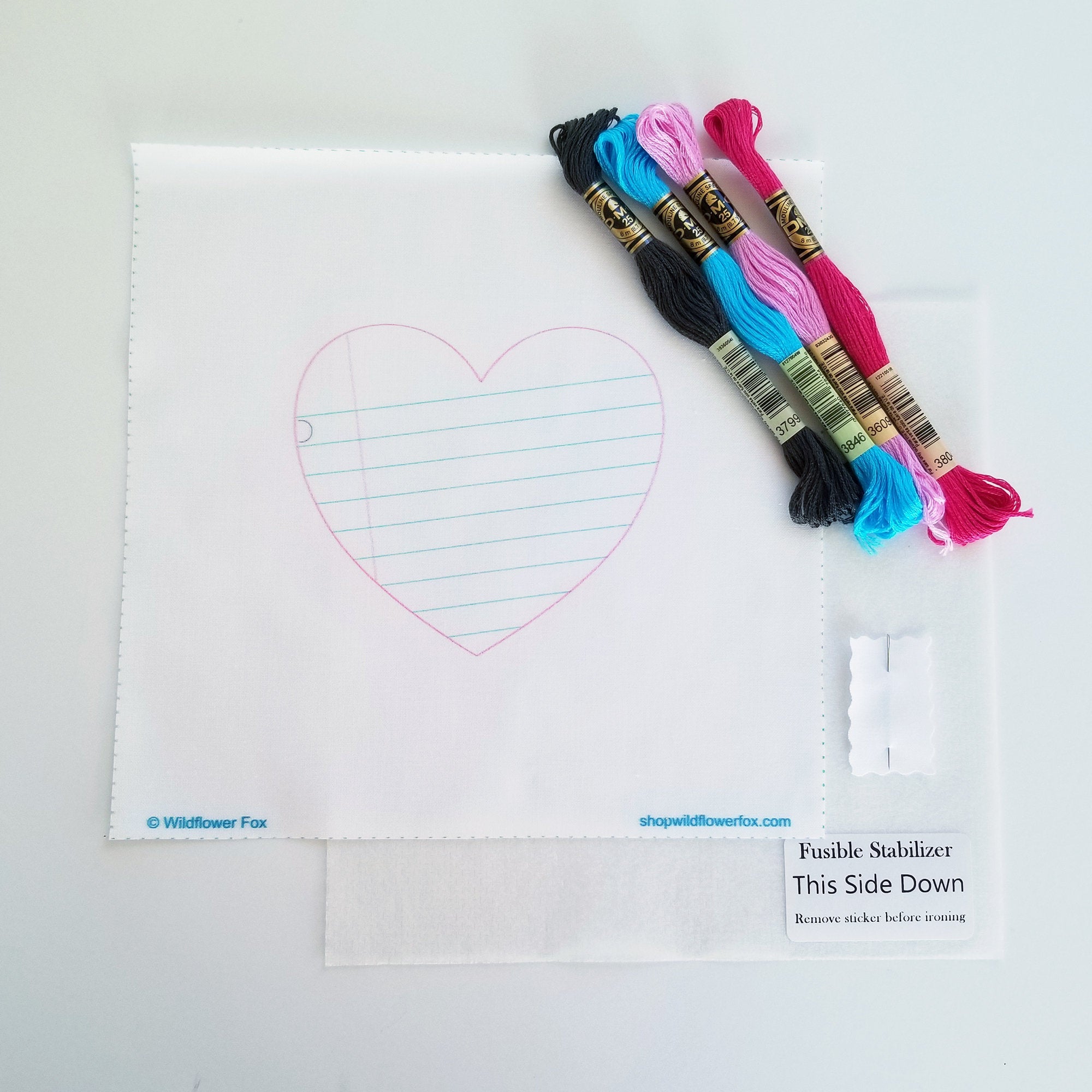 Kit - Love Note Hand Embroidery Kit - Add Your Own Message - Printed Fabric and Full Skeins of DMC Floss Included