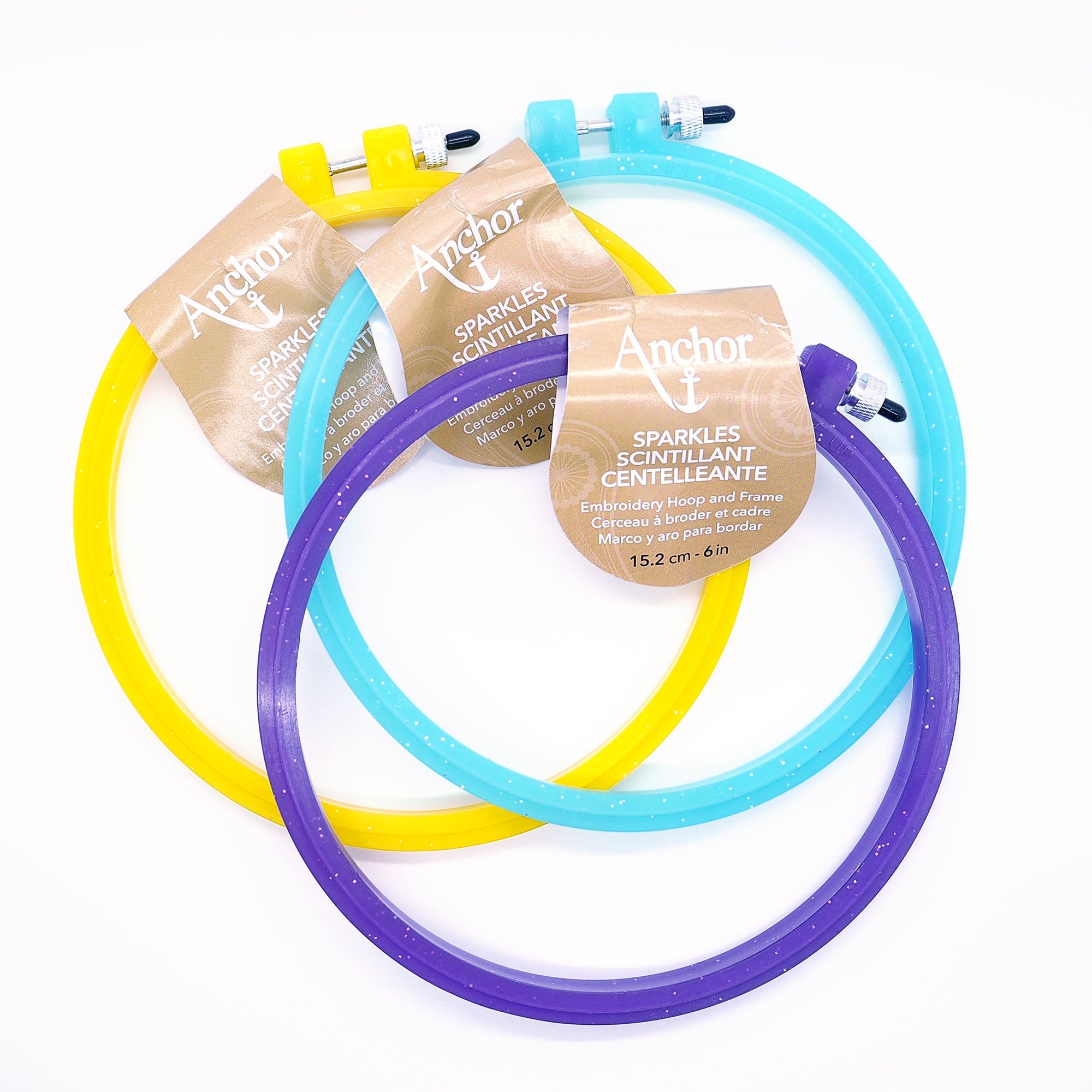 Anchor 6 Inch Sparkle Plastic Embroidery Hoop in Your Choice of Color