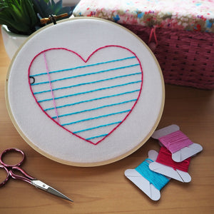 Kit - Love Note Hand Embroidery Kit - Add Your Own Message - Printed Fabric and Full Skeins of DMC Floss Included