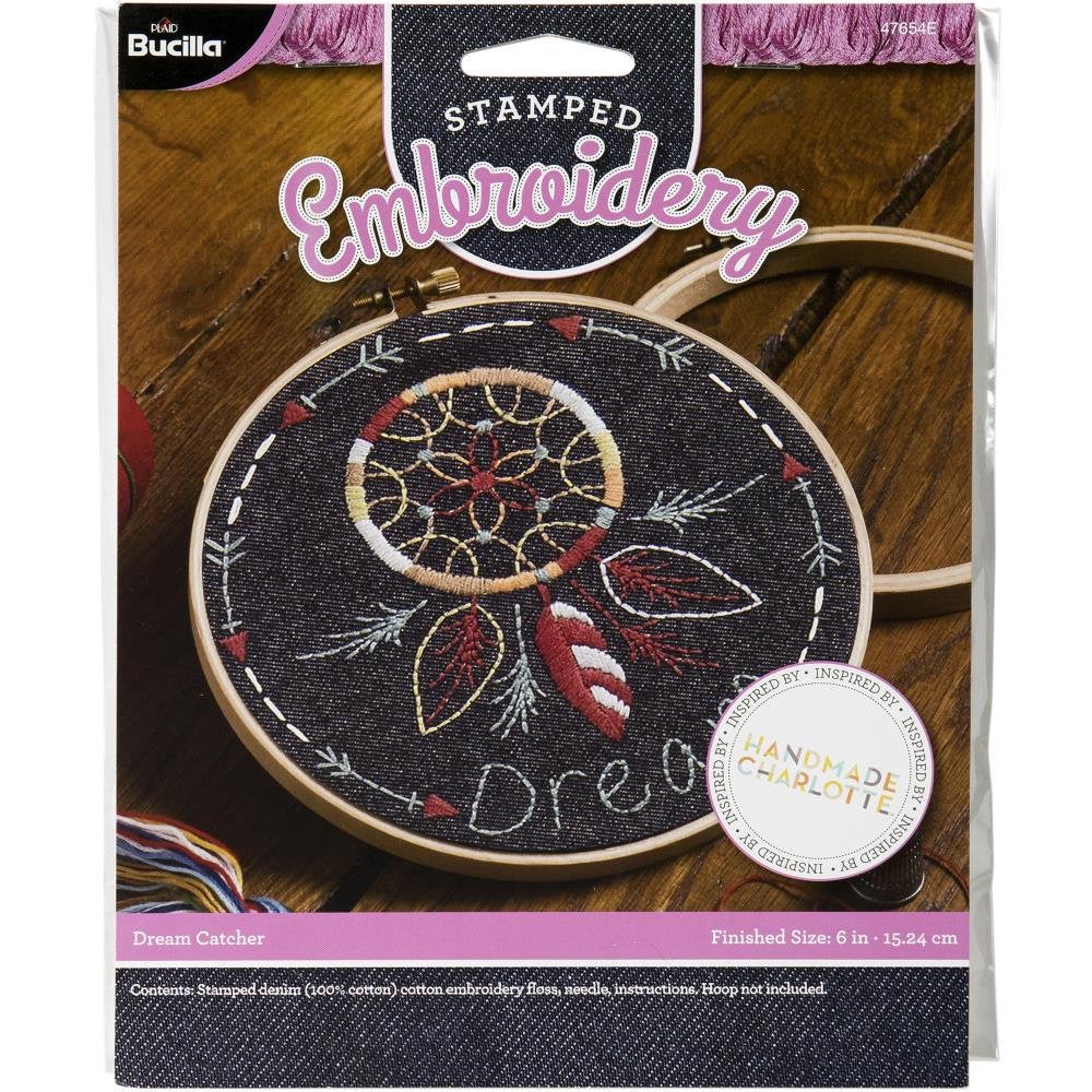 Dream Catcher on Denim Embroidery Kit - By Plaid Bucilla