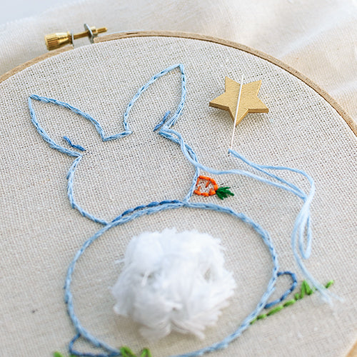 Fluffy Bunny Tail Hand Embroidery Pattern - PDF - Instant Download