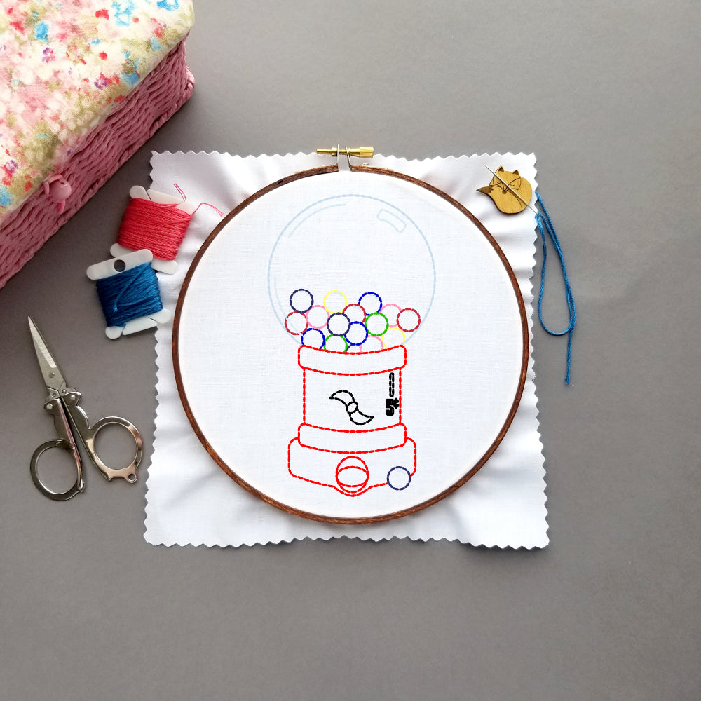 Bubble Gum Machine Hand Embroidery Pattern - PDF - Instant Download