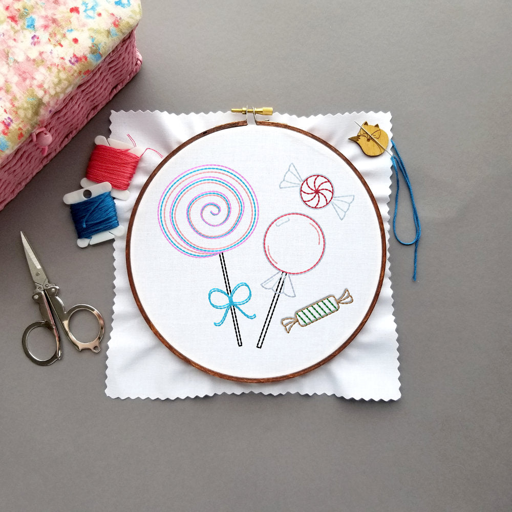 Candy Pieces Hand Embroidery Pattern - PDF - Instant Download