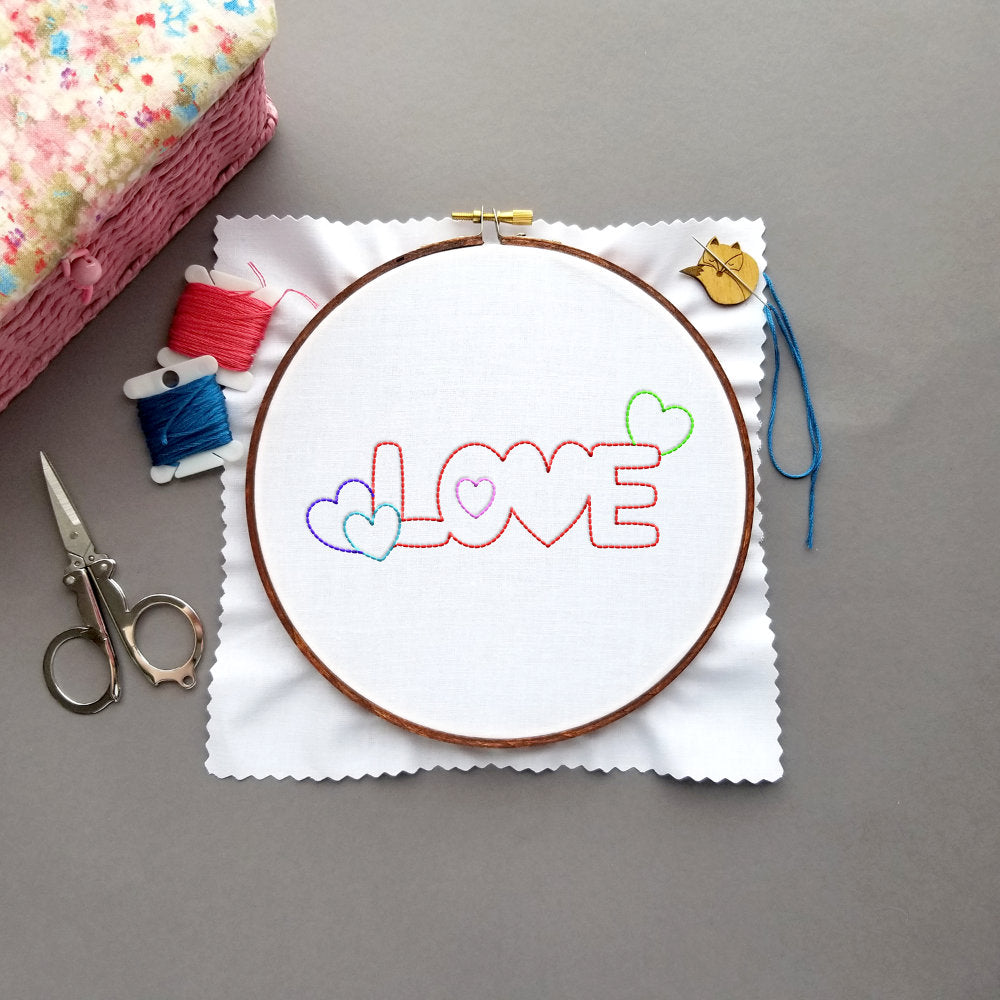 Love Hearts Hand Embroidery Pattern - PDF - Instant Download