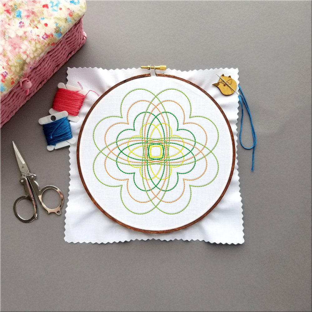 Clover Kaleidoscope Hand Embroidery Pattern - PDF - Instant Download